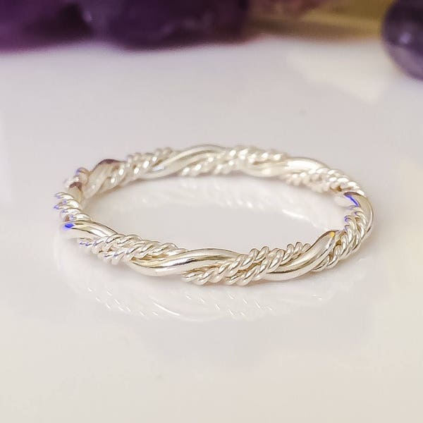 Sterling Silver Ring,Jewelry, Twist Ring,Rope Ring,Silver Stackable Ring,Stacking Ring, Summer Jewelry, Fancy Twist Ring, Braided Stack Ring