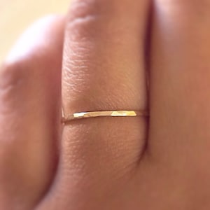 Gold Rings Jewelry,Gold SKINNY Stacking Ring,Gold Ring For Her, Minimalist Jewelry,Hammered Rings,Dainty Gold Ring,Etsy Gift Ideas,Boho RIng image 5