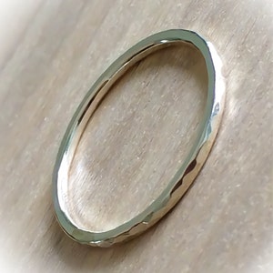 Hammered Sterling Silver Stacking Ring: Thin Minimalist Band