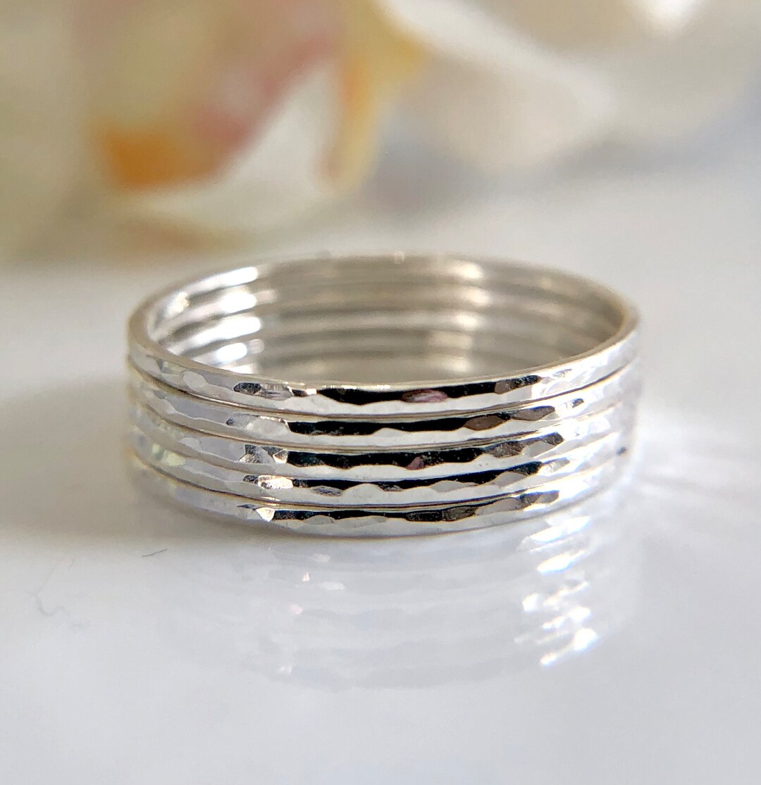 Stackable Rings Silver Stylish 5 SKINNY Sterling Silver Stacking Rings, Summer Jewelry Ring Stacking ...