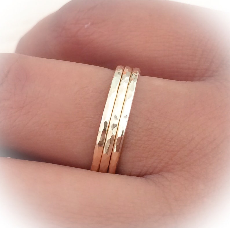 Gold Rings THIN 14k Gold Filled Stacking 3 Ring Set Etsy