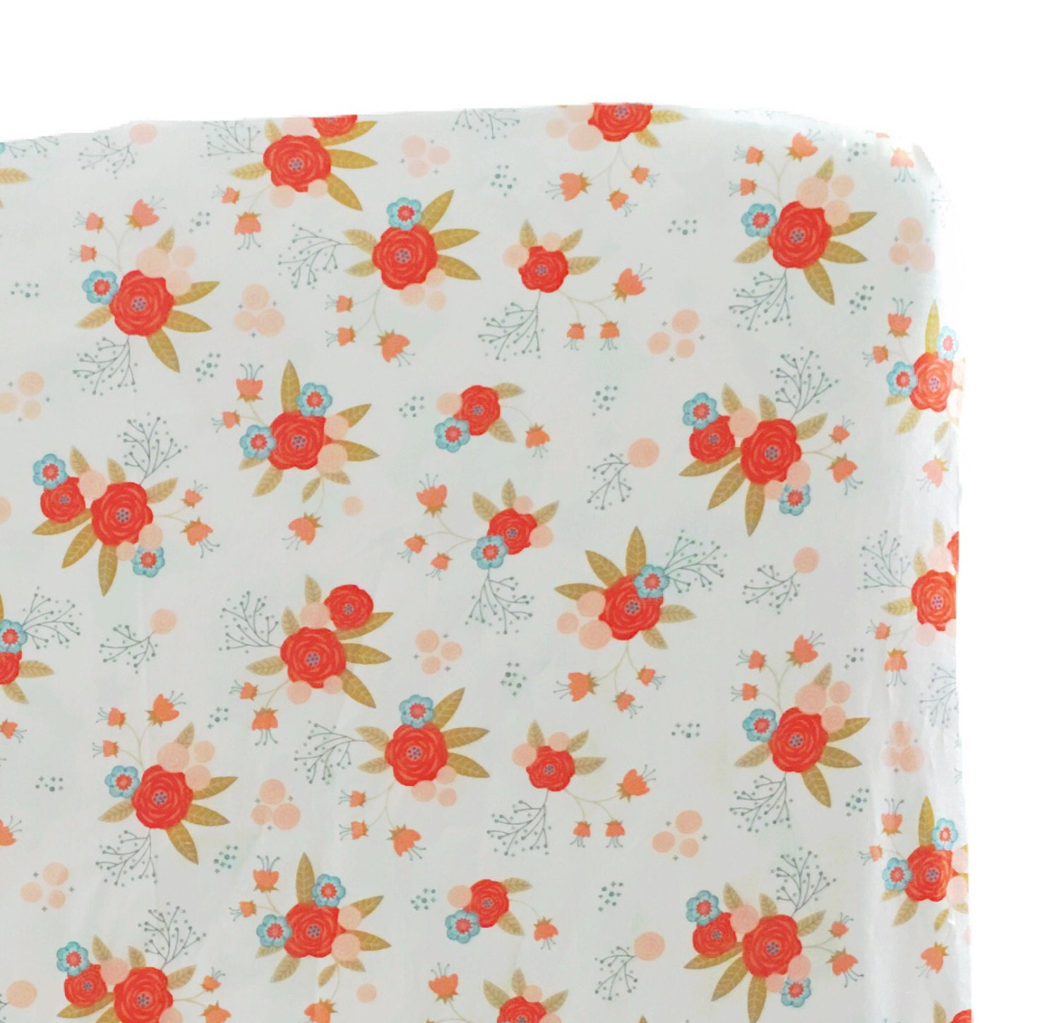 Baby girl crib sheet poppy flowers fitted crib sheet | Etsy