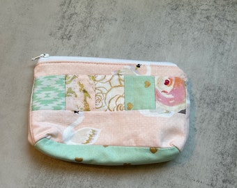 Handmade Pink Patchwork Pouch – Medium Zipper Bag