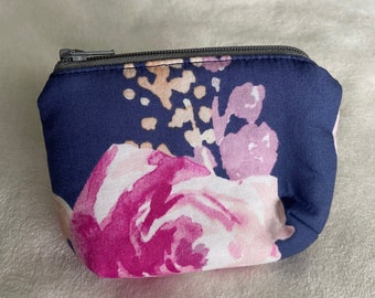 Navy Floral bag - Mini pouch - coin purse