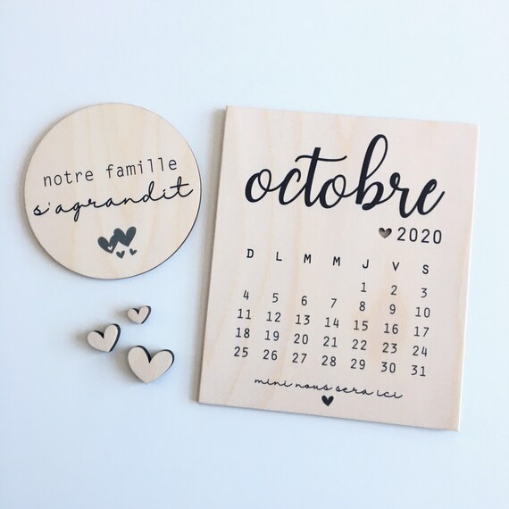 Calendrier En Bois Annonce De Grossesse Naissance Etsy