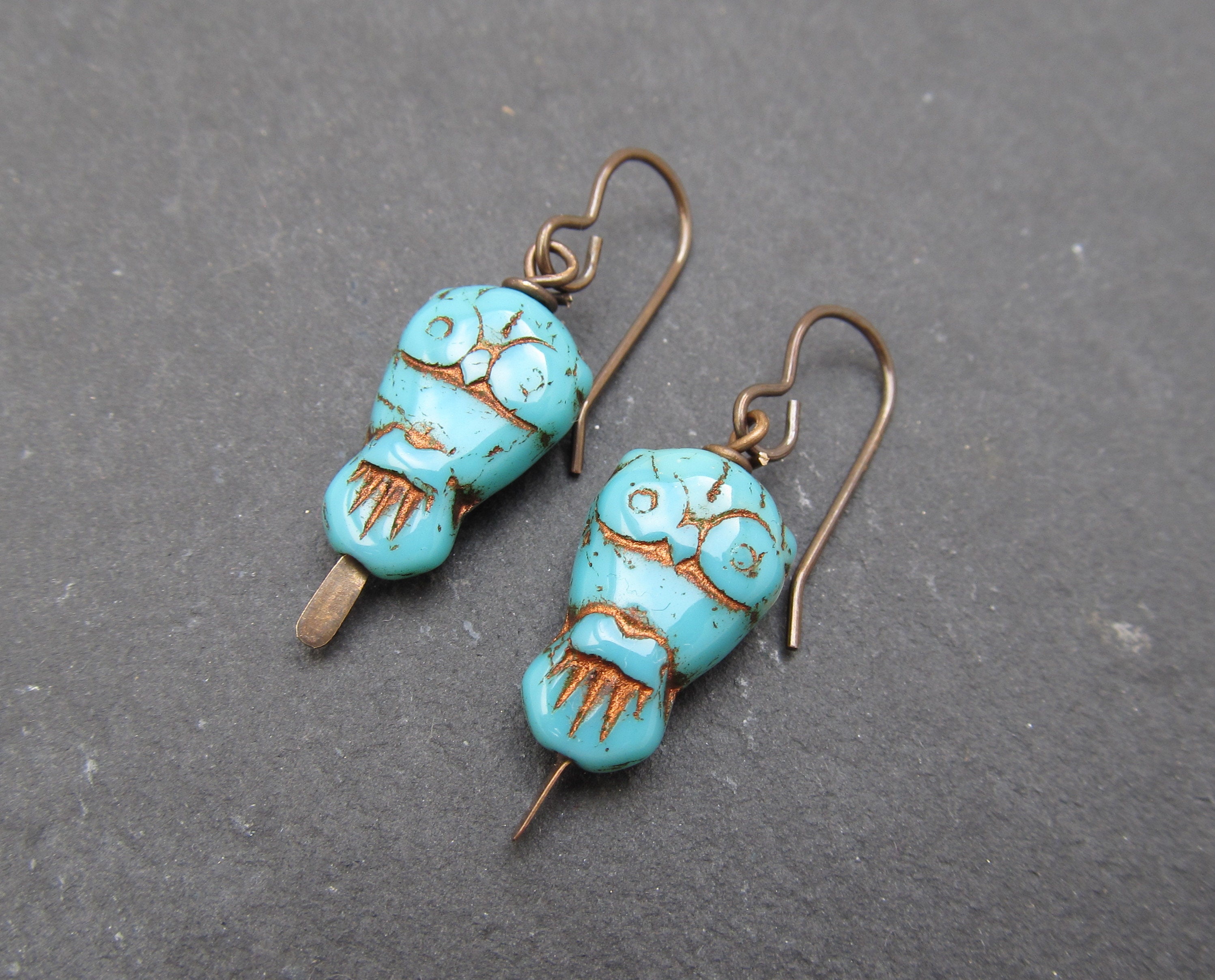 Owl bead earrings