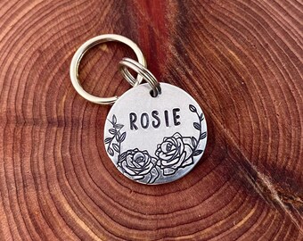 Handmade Custom Hand-stamped Dog Cat tag - The "ROSIE" - Extra Small - Personalized pet tag ID