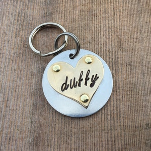 Handmade Custom Hand-stamped Dog tag The Duffy Personalized image 1