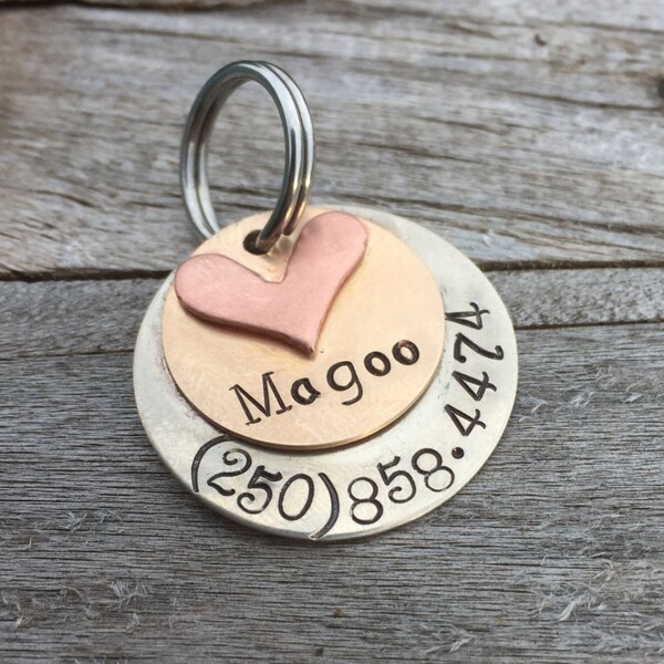 Handmade Custom Hand-stamped Dog tag - The "Mr. Magoo" - Small - Personalized