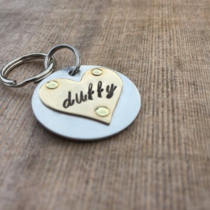 Handmade Custom Hand-stamped Dog tag The Duffy Personalized image 2