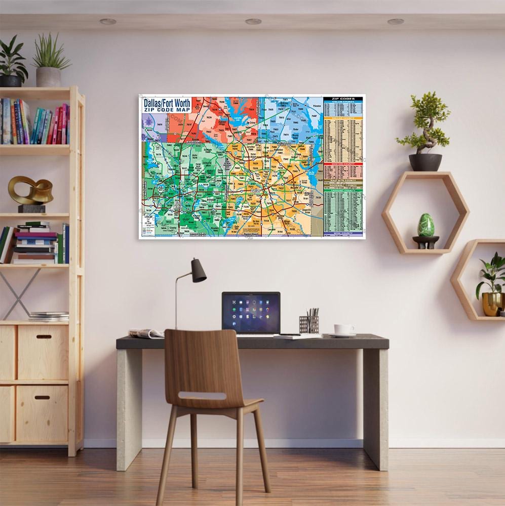 マニー　コラージュ タペストリー Dallas Fort Worth Zip Code Map - Counties Colorized - POSTER