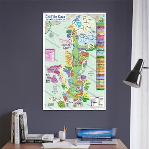 May include: A detailed map of Coto de Caza, Orange County, California. The map shows the different neighborhoods, parks, and roads in the area. The map is printed on a white background with colorful borders and text.