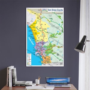 Carte du comté de San Diego - CTE (pas de codes postaux) - IMPRESSIONS D'AFFICHES