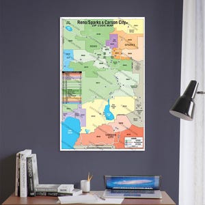Reno - Sparks - Carte du code postal de Carson City - IMPRESSIONS D'AFFICHES