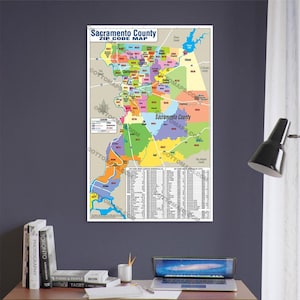 Carte des codes postaux du comté de Sacramento - Impressions d'affiches