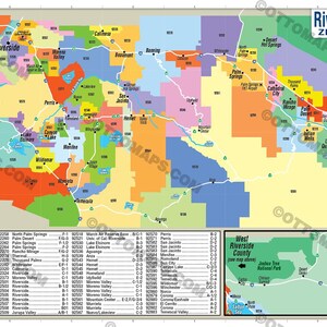 Riverside County Zip Code Map - POSTER PRINTS - Etsy