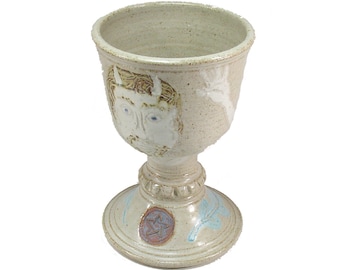 Horned God Pentacle Ritual Altar Chalice Ceremonial Yoni Oak Leaf Wine Goblet