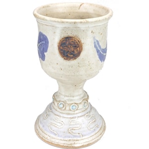 Pentacle Ritual Altar Chalice Stoneware Wiccan  Deer Antler Oak Heathen Temple Wine Goblet