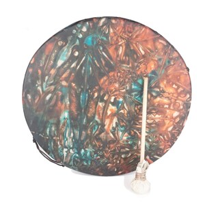 Shaman Hoop Healing Frame Drum Stoneware Roped Shamanic Bodhran Tar with Tie Dyed Goat Skin Head