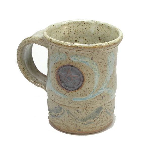 Stoneware Pottery Pentacle Coffee Mug Cup Wiccan Ceramic Travel Mug