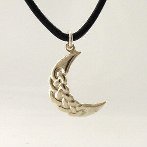 Crescent Moon Celtic Knotwork Sterling Silver Necklace