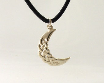 Crescent Moon Celtic Knotwork Sterling Silver Necklace