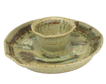 Stoneware Large Serving Plate Chip and Salsa Dip Bowl Vegetable Platter Tray