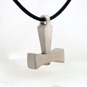 Mjolnir Thors Hammer Solid Sterling Silver Pendant Sculptural Necklace Wrapped Ring
