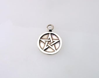 Woven Wiccan Pentacle Sterling Silver Charm for Piercings