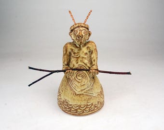 Cernunnos Altar Figurine Ritual Bell, Celtic Herne Wild Hunt God Sculpture Shrine Temple Statue