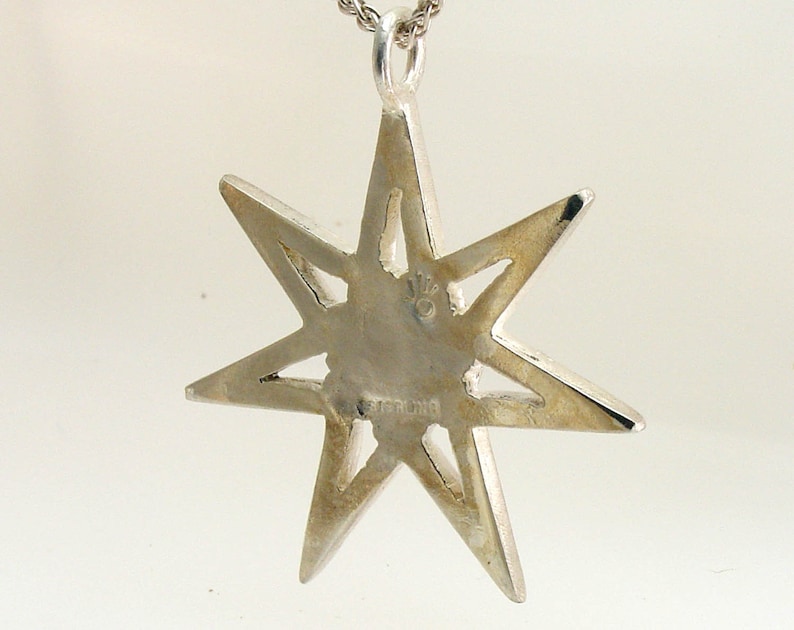 Septagram Garnet Necklace Fairy Star Sterling Silver Faery Pendant Leather Cord