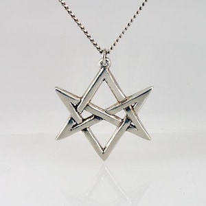 Unicursal Hexagram Sterling Silver Necklace Pagan Pendant