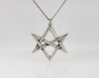 Unicursal Hexagram Sterling Silver Necklace Pagan Pendant