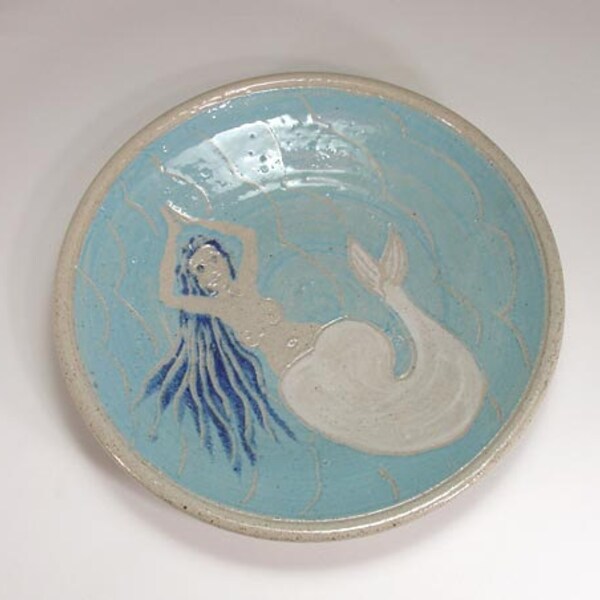 Mermaid Stoneware Pottery Offering Bowl Siren Altar Bowl