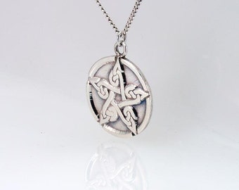 Celtic Knot Work Wiccan Pentacle Sterling Silver Necklace Pagan Pendant