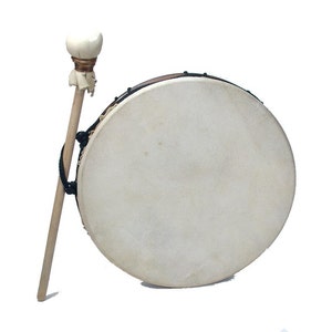 Shaman Hoop Healing Frame Drum, Stoneware Roped Shamanic Bodhran Tar with Goat Skin Head