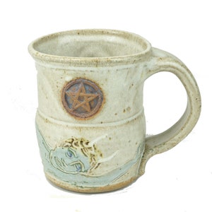 Stoneware Coffee Cup Pentacle Horned God Cernunnos Wiccan Mug