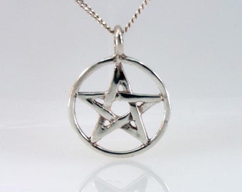 Woven Wiccan Pentacle Sterling Silver Necklace Pagan Pendant