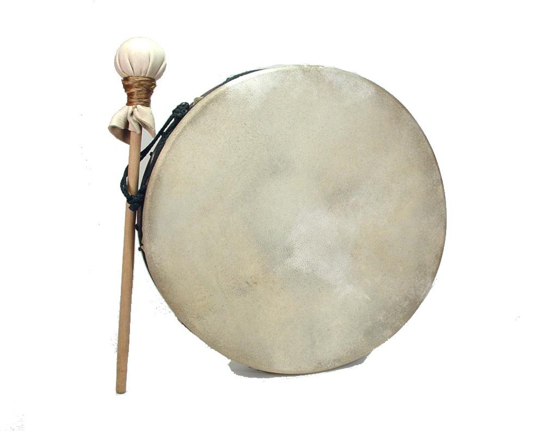 Stoneware Pottery Hoop Hand Drum Roped Bodhran With Goat Skin
