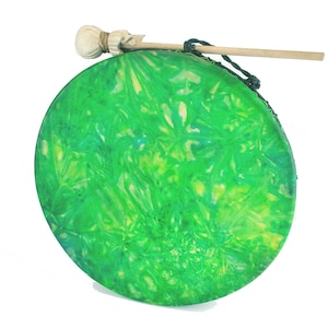 Shaman Hoop Healing Frame Drum, Stoneware Roped Shamanic Bodhran Tar with Tie Dyed Goat Skin Head