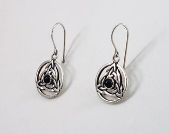 Celtic Triskele Tourmaline Earrings Sterling Silver Hook Earrings