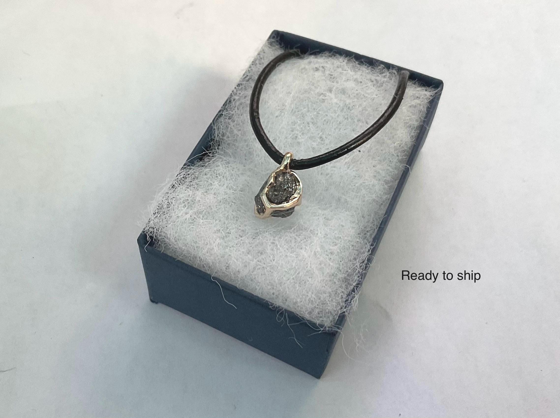 Collana Cage En Or 14K Avec Diamant Brut 1+ Carat - Pièce Unique Neuve Sans Emballage