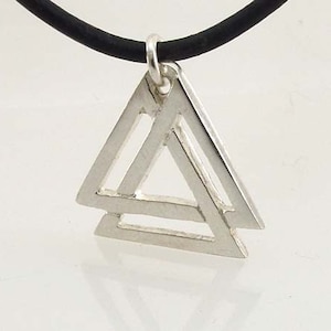 Valknut Norse Interlocked Triangles Sterling Silver Necklace Pagan Ladies Pendant