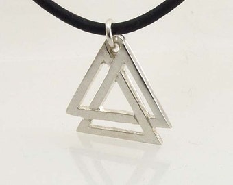 Valknut Norse Interlocked Triangles Sterling Silver Necklace Pagan Ladies Pendant