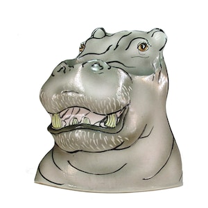 Porcelain Hippo Flower Vase Decorative Sculpture Vessel