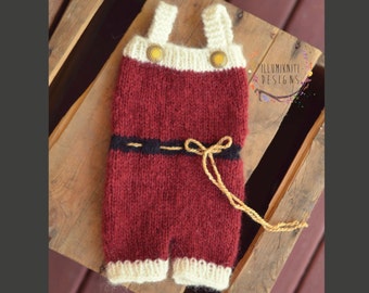 DIY Knitting Pattern - Newborn Santa Romper - Santa Suit - Christmas