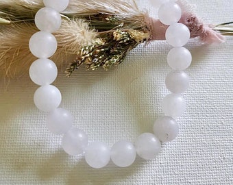 Frosted White Jade Gemstone Bracelet