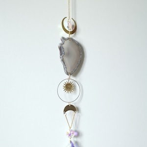 Beautiful Grey Agate Crystal Suncatcher with Prisms image 1