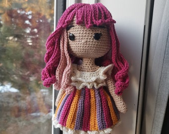 Whimsical Fairy Crochet Doll - Cute Doll with Dress and Pink Hair