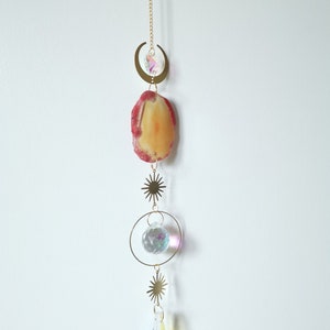 Beautiful Red Agate Crystal Suncatcher with Prisms